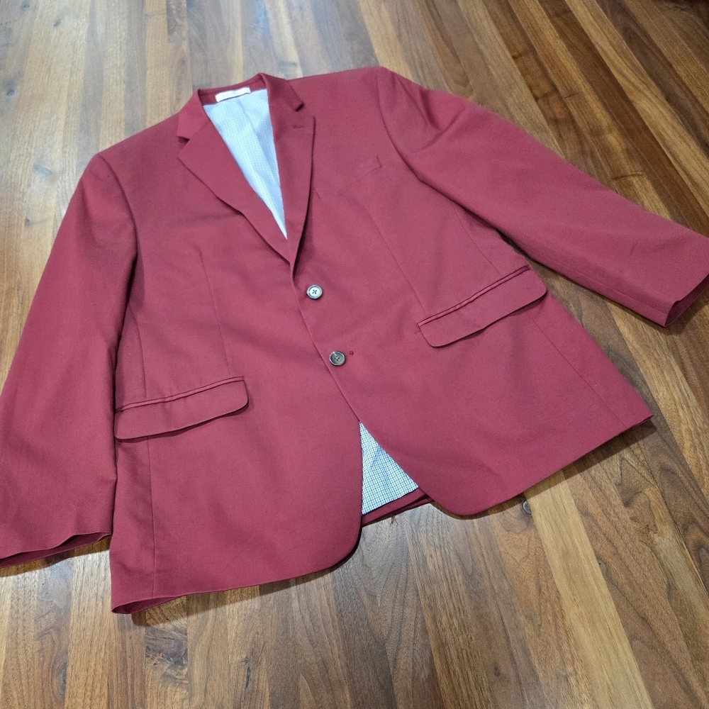Chaps Classic Red Men's Blazer Suit Jacket Cranberry Size 44R